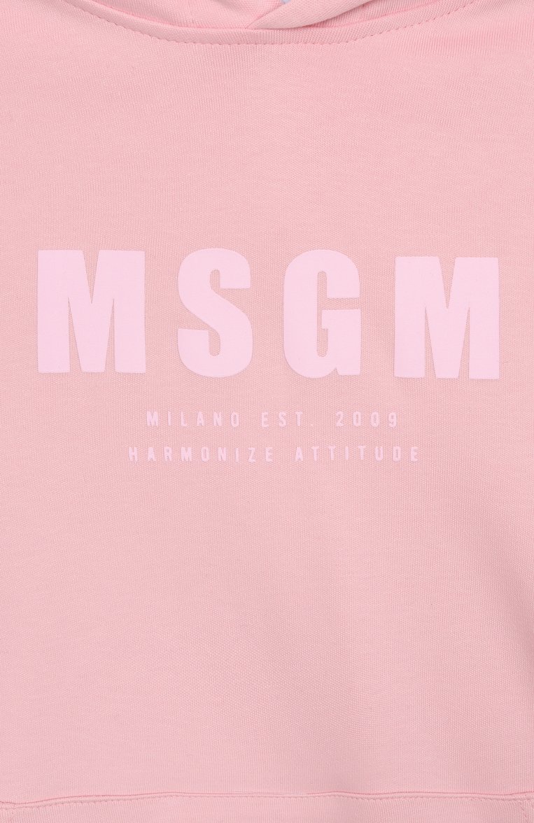 Мужского хлопковое худи MSGM KIDS светло-розового цвета, арт. S5MSJUHS166 | Фото 3 (Материал внешний: Хлопок; Нос: Не проставлено; Девочки Кросс-КТ: Худи-одежда; Региональные ограничения белый список (Axapta Mercury): Не проставлено; Ростовка одежда: 10 - 11 лет | 140 - 146см, 16 лет | 164 см, 12 лет | 152 см, 6 лет | 116 см, 8 лет | 128 см)
