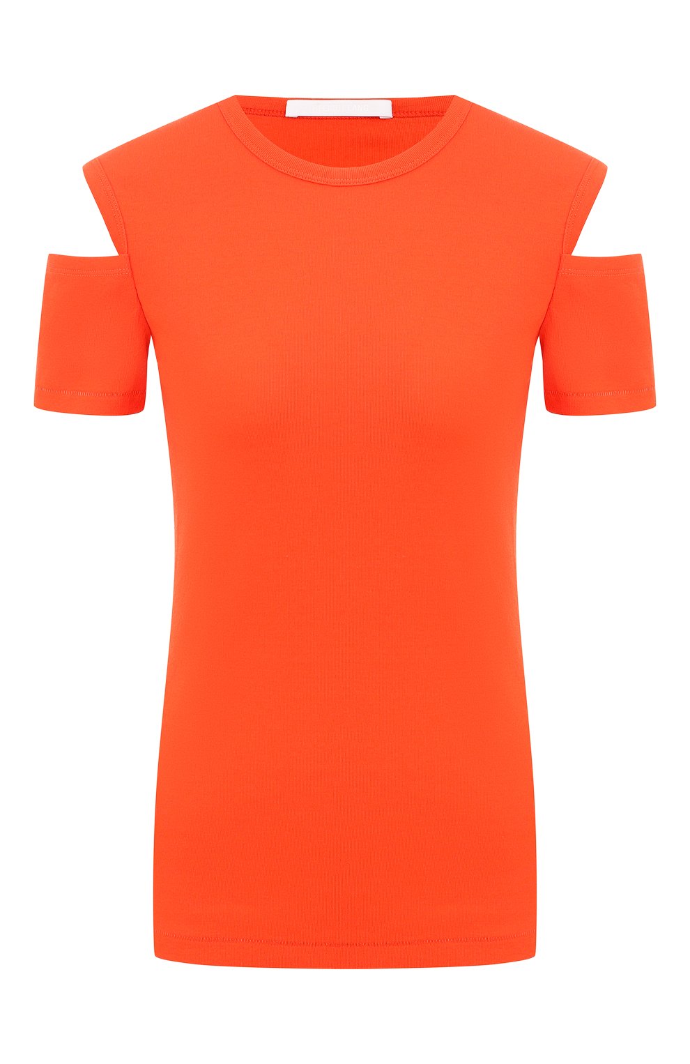 Хлопковая футболка HELMUT LANG красного цвета по цене 10750 руб., арт. I10HW508, фото 1 Хлопковая футболка HELMUT LANG, арт. I10HW508, фото 1