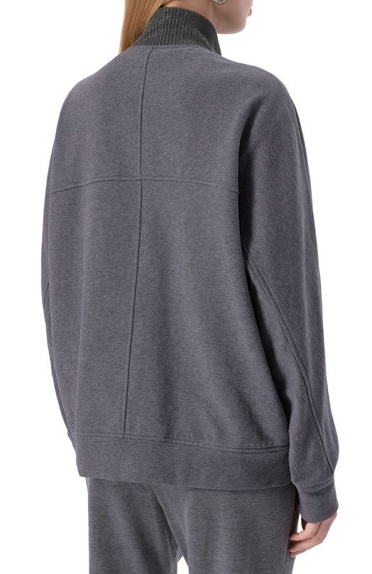 Хлопковая толстовка Brunello Cucinelli MN05NHR216 Серый  MN05NHR216 Фото 4
