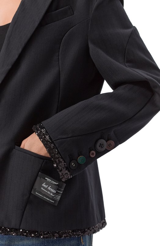 Шерстяной жакет с отделкой пайетками Undercover UC2E1103 Чёрный  UC2E1103 Фото 5