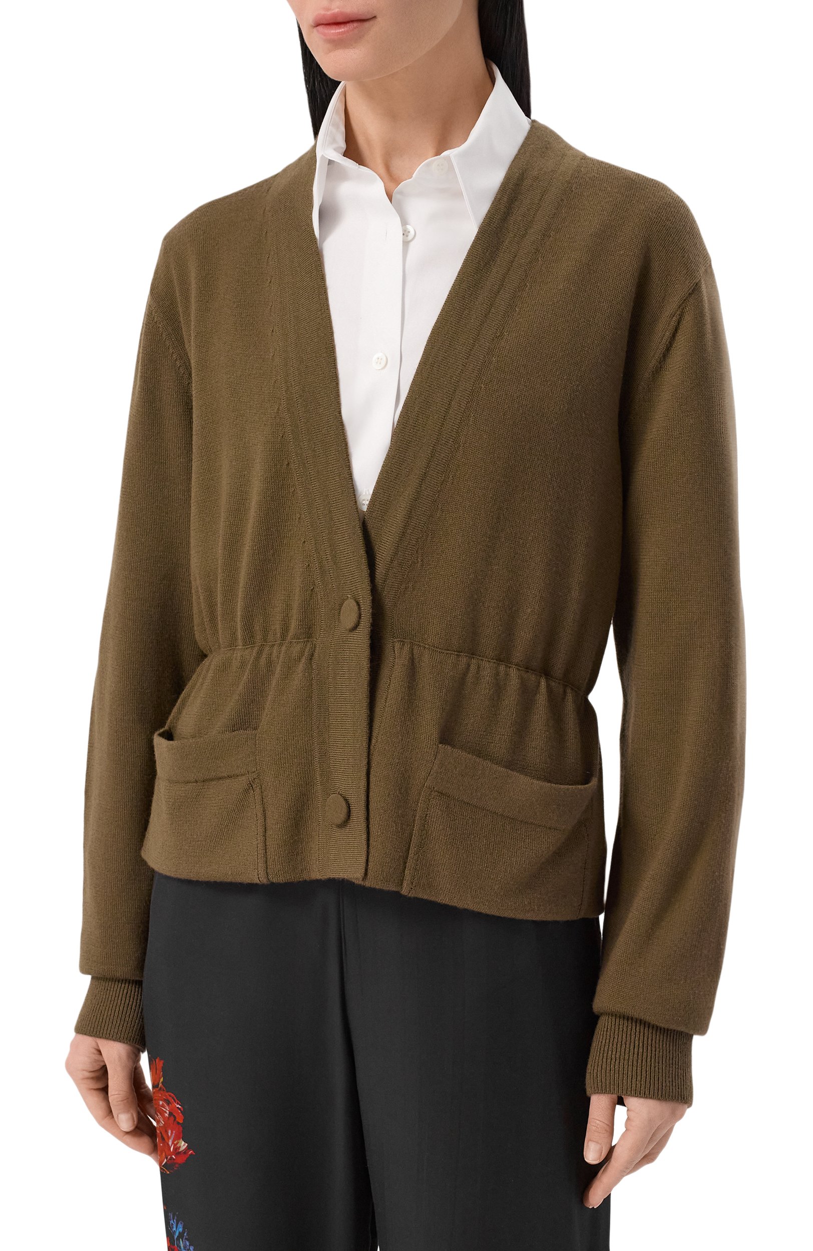 Шерстяной кардиган DRIES VAN NOTEN хаки цвета по цене 99500 руб., арт. 011218/4700, фото 3 Шерстяной кардиган DRIES VAN NOTEN, арт. 011218/4700, фото 3