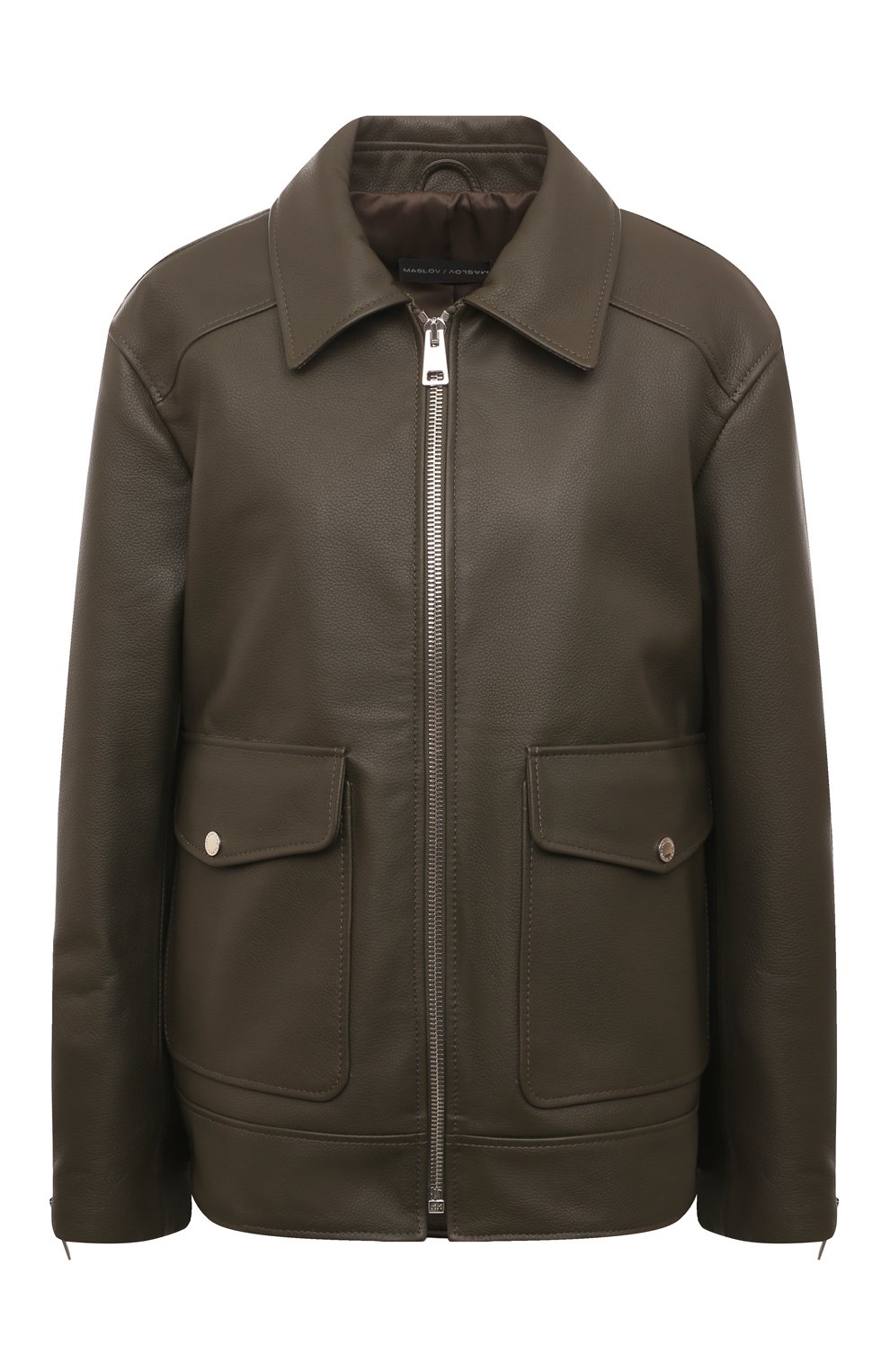 Кожаная куртка MASLOV хаки цвета по цене 121000 руб., арт. SMW16, фото 1 Кожаная куртка MASLOV, арт. SMW16, фото 1