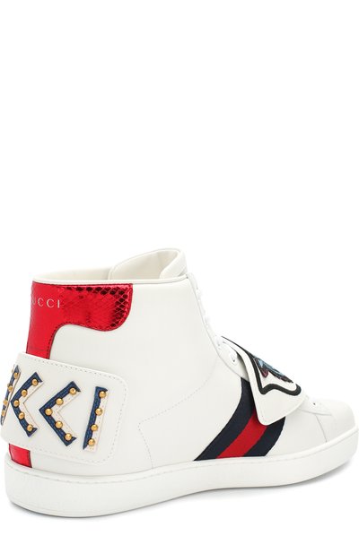 Высокие кожаные кеды ace с нашивками GUCCI, арт. 478194/D0PV0, фото 4