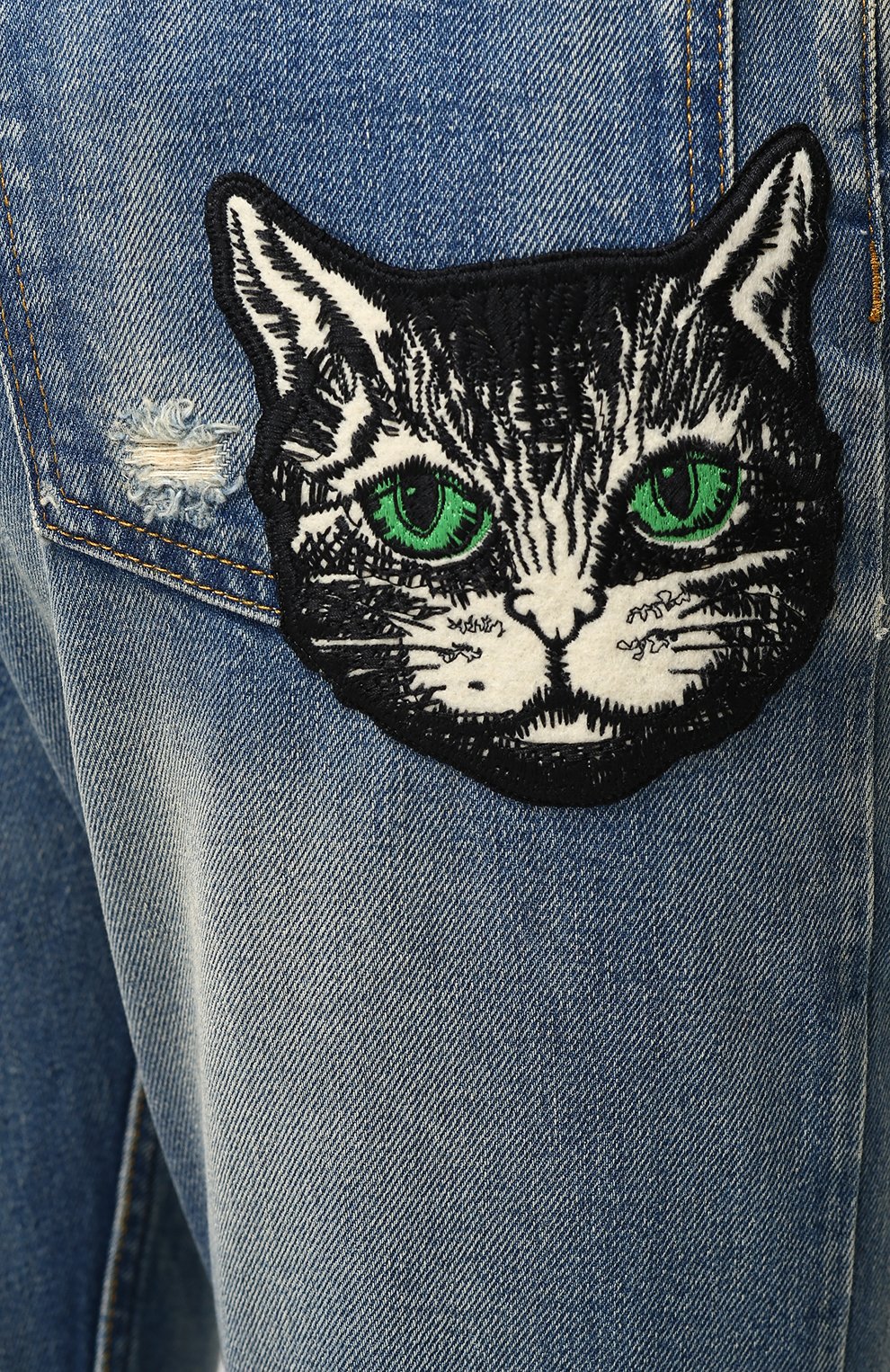 Укороченные джинсы прямого кроя с потертостями GUCCI, арт. 502791/XRA15, фото 5