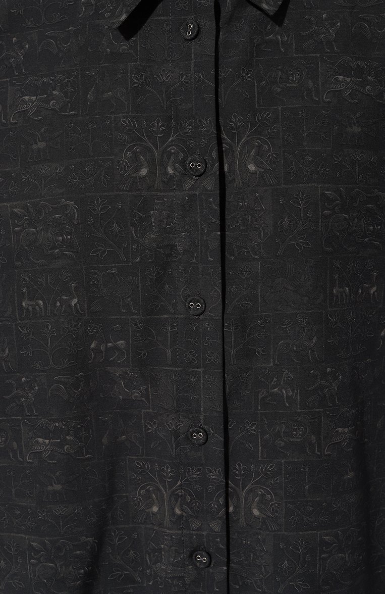 Женская рубашка из хлопка и шелка AKHMADULLINA темно-серого цвета, арт. 1225.2BL829/C705 | Фото 5 (Материал внешний: Хлопок, Шелк; Длина (для топов): Стандартные; Рукава: Длинные; Принт: С принтом; Стили: Классический; Женское Кросс-КТ: Рубашка-одежда; Автоматизация ТО: Проставлено; Автоматизация состава: Проставлено)