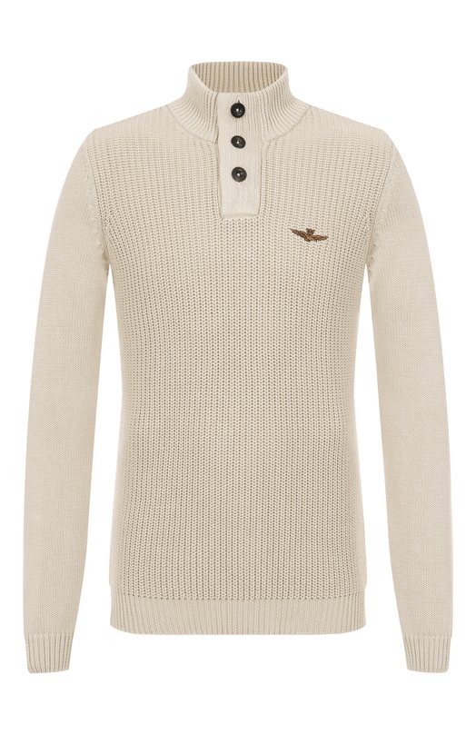 Хлопковый свитер Aeronautica Militare MA1572UL00409 Бежевый MA1572UL00409
