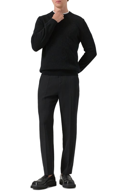 Шерстяные брюки Balmain FH1PM037/WC09 Чёрный  FH1PM037/WC09 Фото 2
