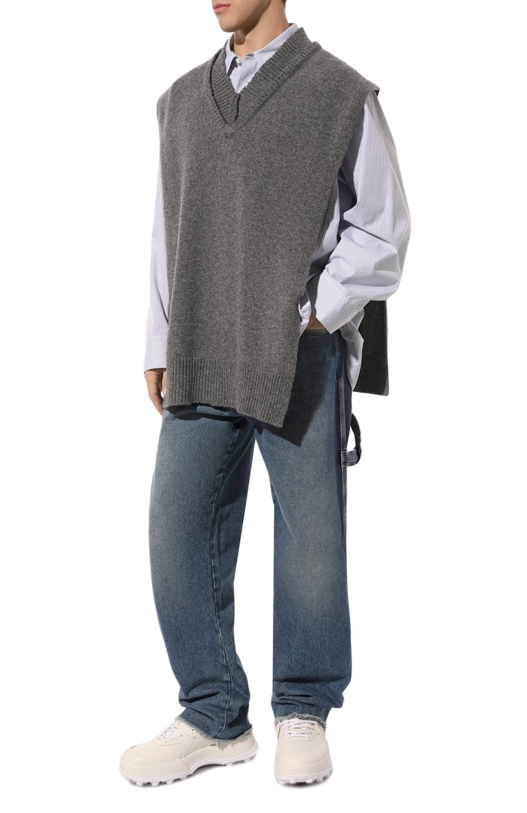 Мужские кожаные кроссовки orb JIL SANDER белого цвета, арт. J32WS0040/P6244 | Фото 2 (Материал внутренний: Натуральная кожа; Подошва: Массивная; Материал утеплителя: Без утеплителя; Стили: Классический; Материал внешний: Натуральная кожа; Кросс-КТ: Низкие; Автоматизация ТО: Проставлено; Автоматизация состава: Проставлено)
