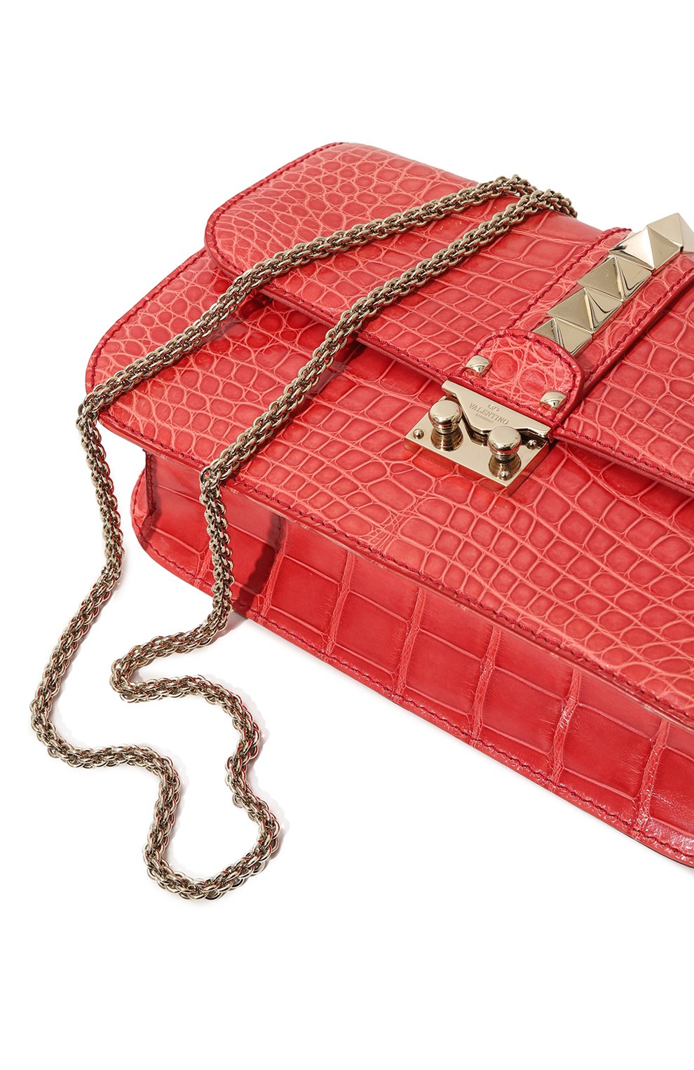 Сумка glam lock medium из кожи крокодила VALENTINO, арт. KW2B0398/C0D, фото 3