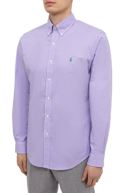 Хлопковая рубашка POLO RALPH LAUREN сиреневого цвета по цене 13700 руб., арт. 710828845/4656I, фото 3 Хлопковая рубашка POLO RALPH LAUREN, арт. 710828845/4656I, фото 3