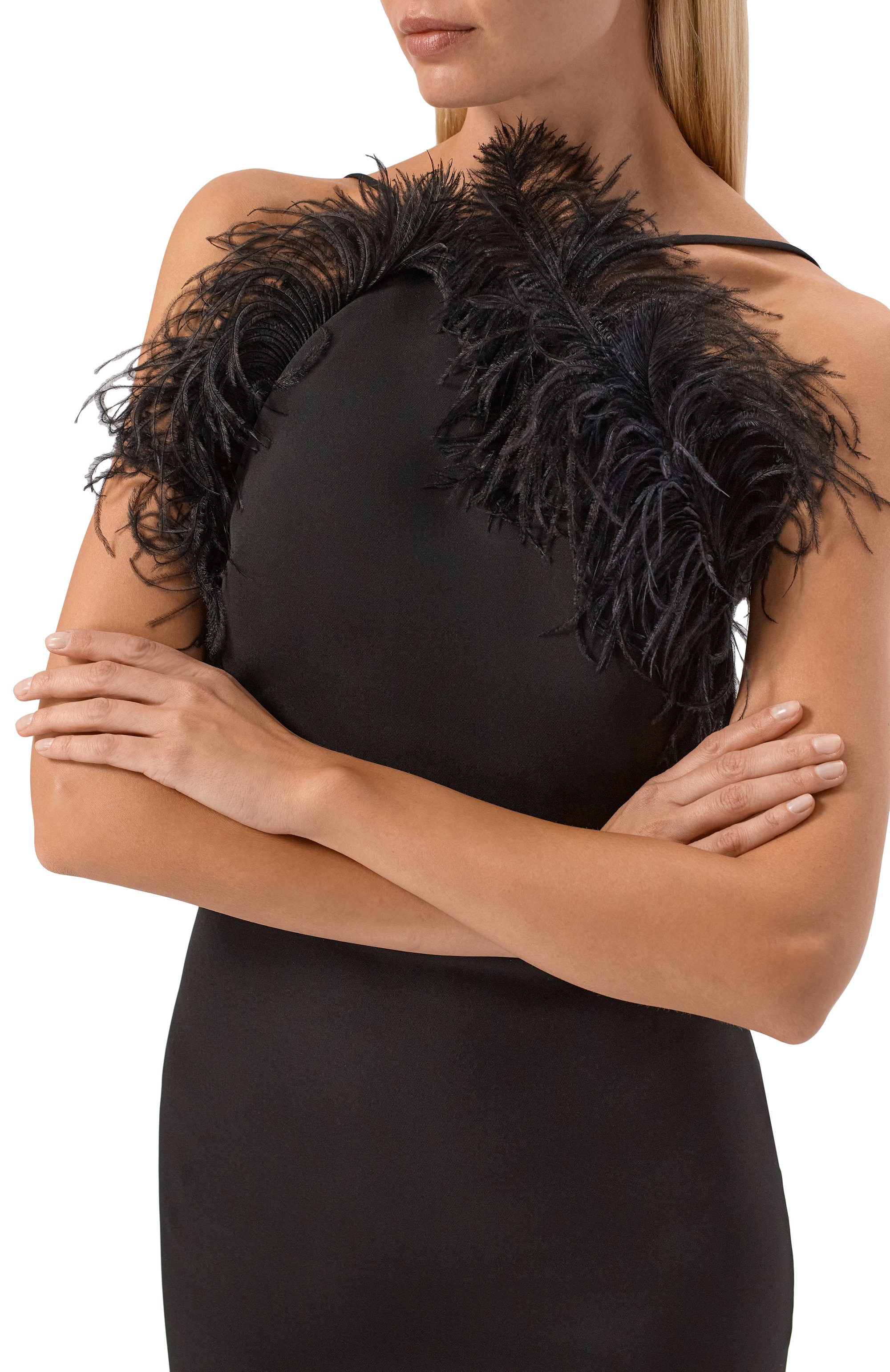 Платье с отделкой перьями страуса THE ATTICO, арт. 260WCW00264/PLL088FS, фото 4