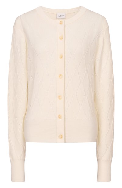 Женский шерстяной кардиган YUZEFI, арт. RAINA-CREWNECK CARDIGAN
