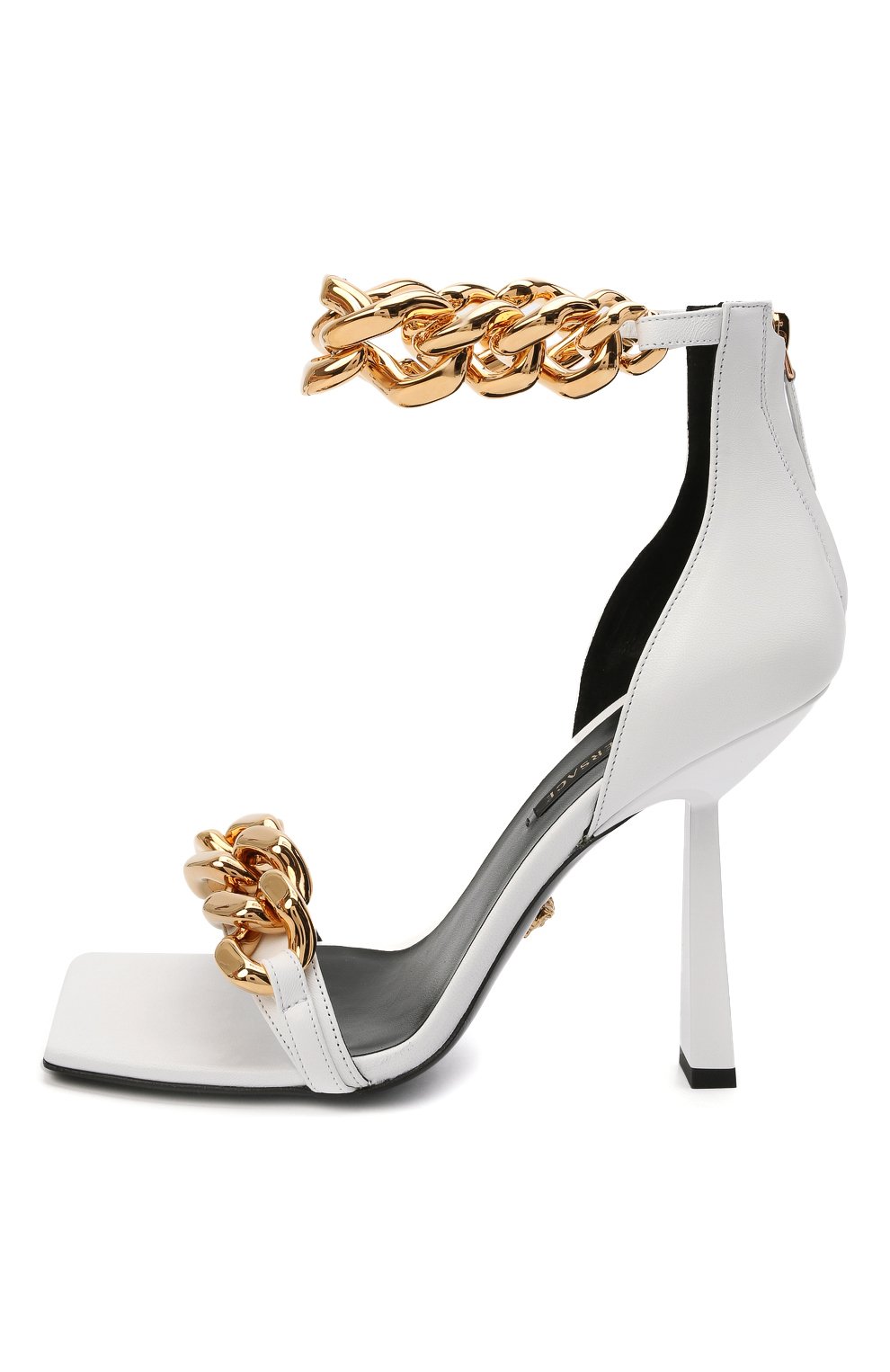 Кожаные босоножки VERSACE белого цвета по цене 120000 руб., арт. DST568P/DNA32, фото 3 Кожаные босоножки VERSACE, арт. DST568P/DNA32, фото 3