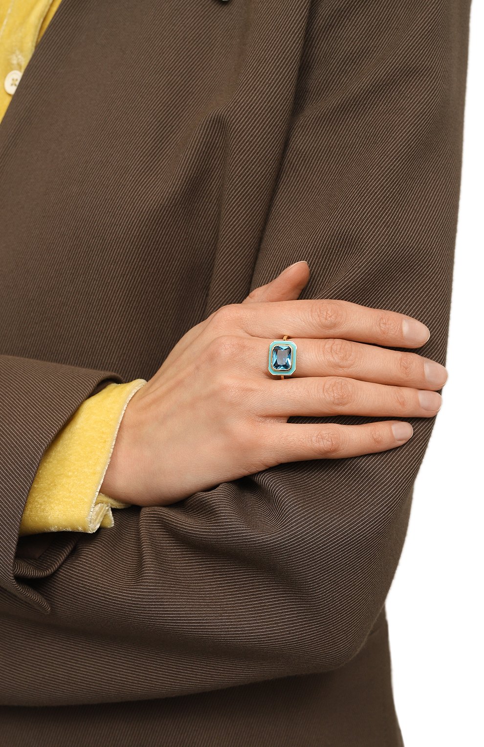 Кольцо LUV AJ бирюзового цвета по цене 11600 руб., арт. ENAM-R-BSR-T-G-8, фото 2 Кольцо LUV AJ, арт. ENAM-R-BSR-T-G-8, фото 2