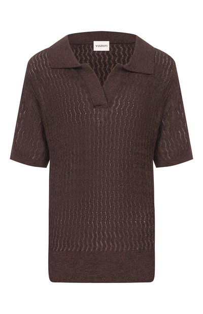 Женское поло из хлопка и льна YUZEFI, арт. AURI-EYELASH P0L0/KNIT