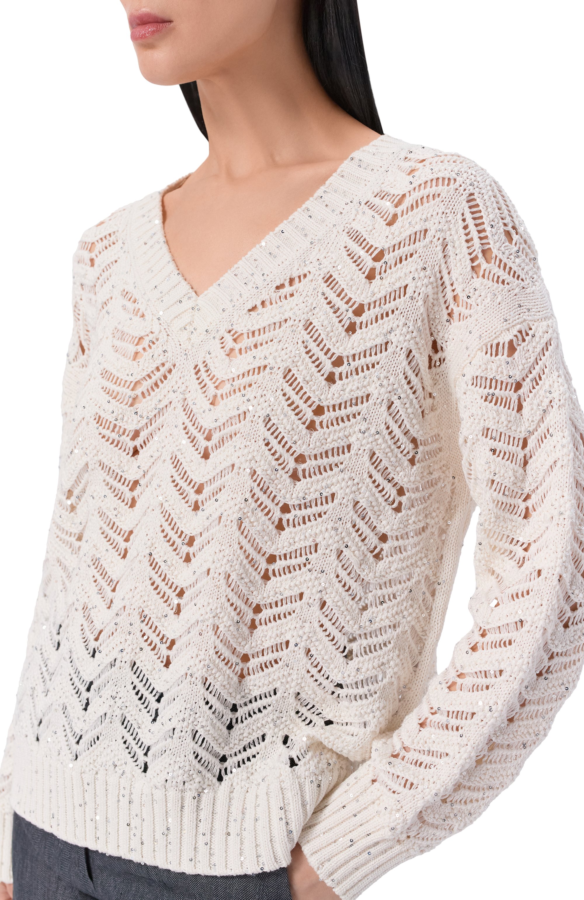 Хлопковый свитер MAX MARA STUDIO кремового цвета по цене 48750 руб., арт. MSTFELIN0, фото 5 Хлопковый свитер MAX MARA STUDIO, арт. MSTFELIN0, фото 5