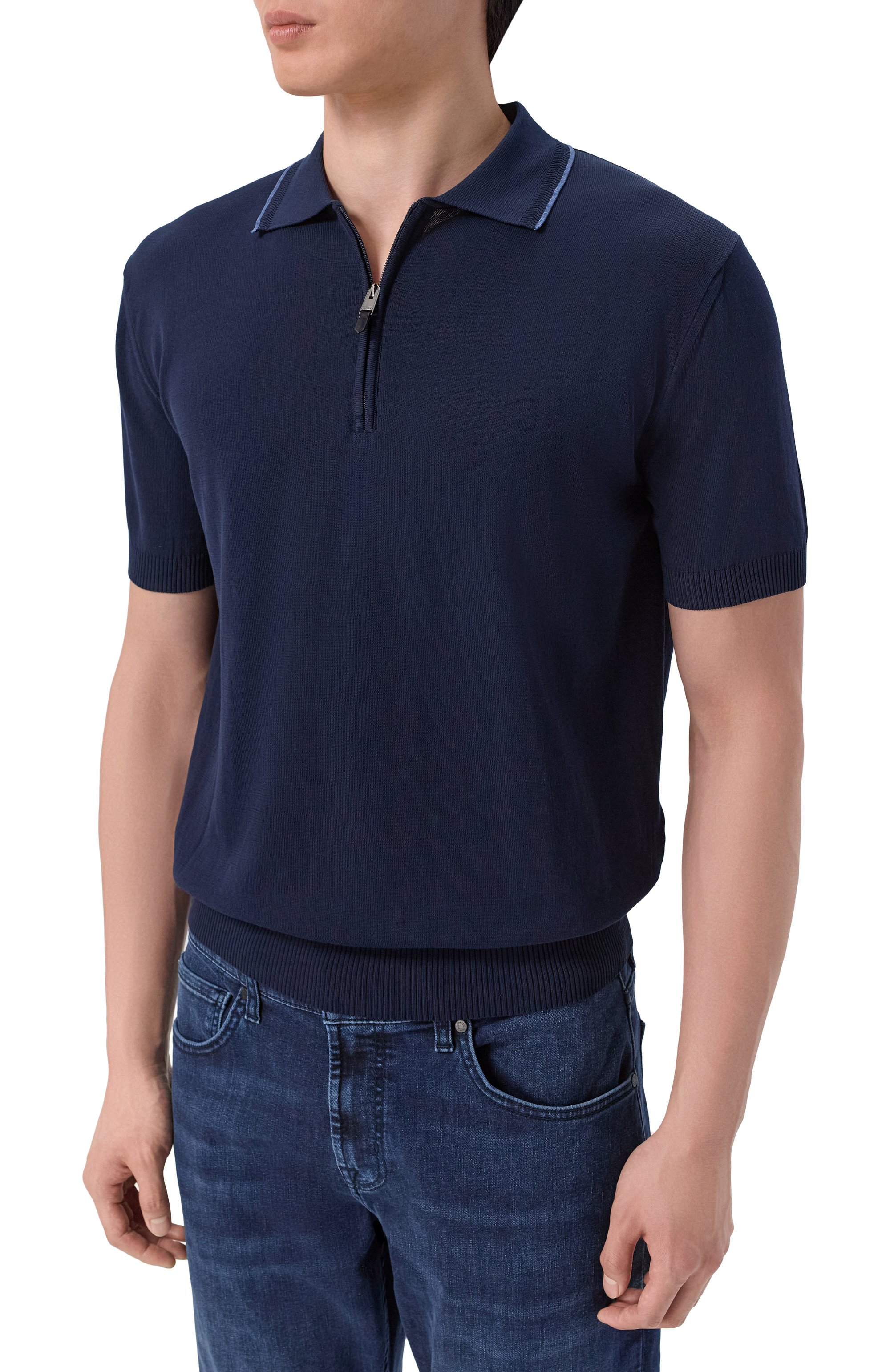 Хлопковое поло CANALI темно-синего цвета по цене 55350 руб., арт. C1165/MK02460, фото 3 Хлопковое поло CANALI, арт. C1165/MK02460, фото 3