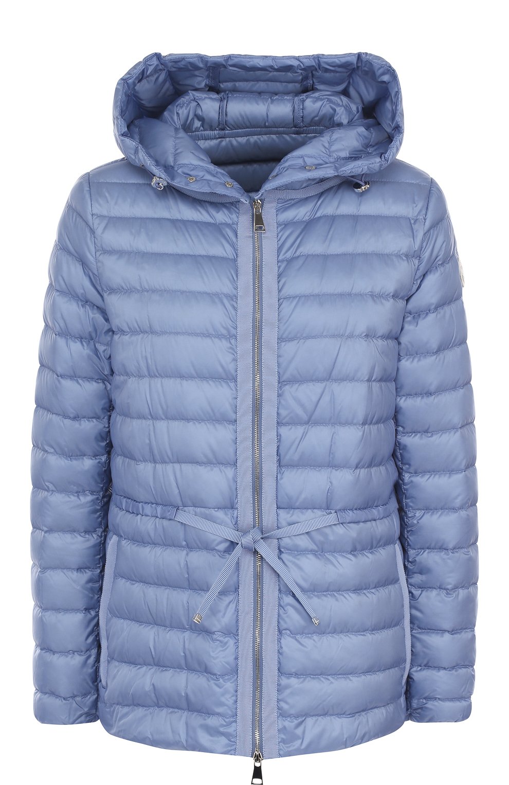 Приталенный стеганый пуховик с капюшоном MONCLER голубого цвета по цене 75400 руб., арт. D1-093-46908-99-53048, фото 1 Приталенный стеганый пуховик с капюшоном MONCLER, арт. D1-093-46908-99-53048, фото 1