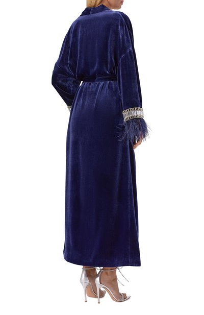 Бархатное пальто с отделкой перьями YANINA, арт. T-3102, фото 4