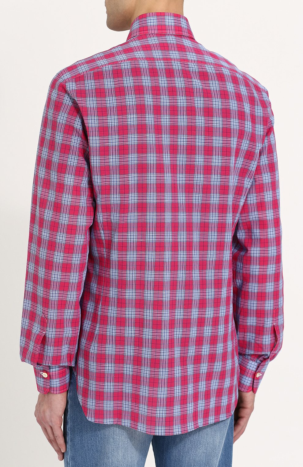 Хлопковая рубашка в клетку KITON, арт. UCMH0624810000, фото 4