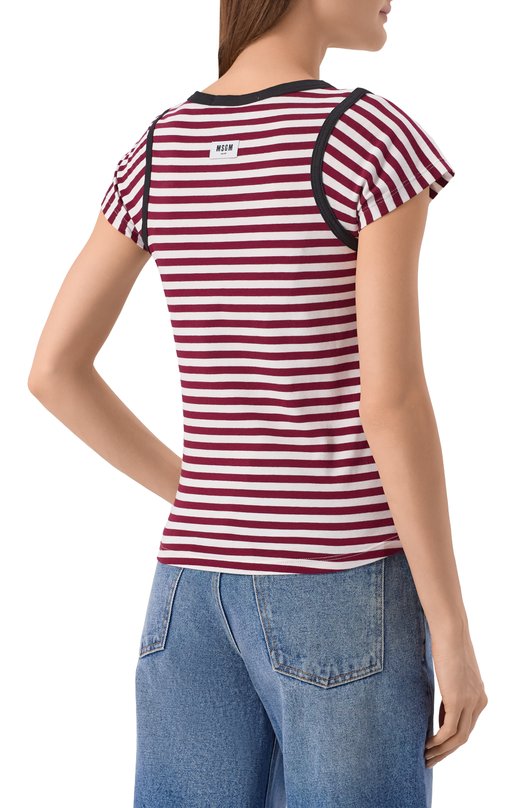 Хлопковая футболка MSGM 4041MDM99N/267128 Бордовый  4041MDM99N/267128 Фото 4