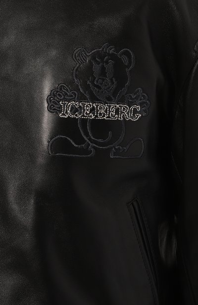 Кожаный бомбер ICEBERG черного цвета по цене 61700 руб., арт. Z021/6804, фото 5 Кожаный бомбер ICEBERG, арт. Z021/6804, фото 5