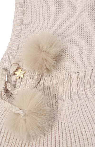 Шерстяная шапка-капор IL TRENINO бежевого цвета по цене 16600 руб., арт. FJ-3637/J, фото 3 Шерстяная шапка-капор IL TRENINO, арт. FJ-3637/J, фото 3