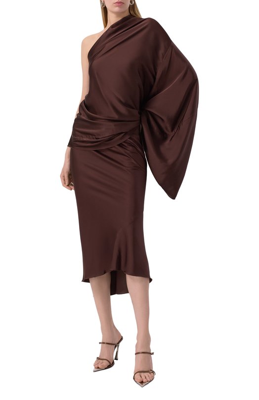 Атласный топ Rick Owens RP01E7234/SCH Коричневый  RP01E7234/SCH Фото 2