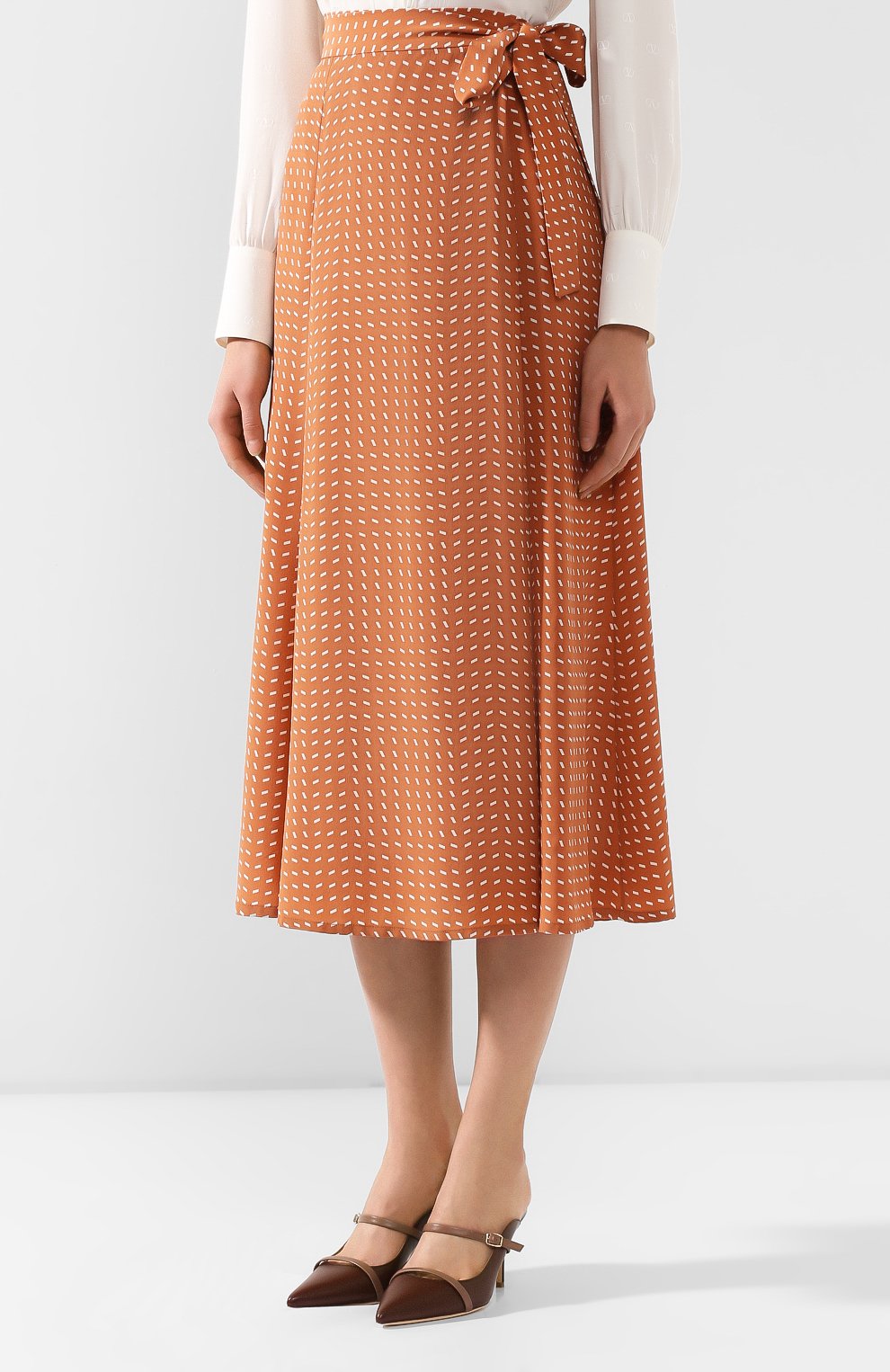 Шелковая юбка LORO PIANA оранжевого цвета по цене 179500 руб., арт. FAL0756, фото 3 Шелковая юбка LORO PIANA, арт. FAL0756, фото 3