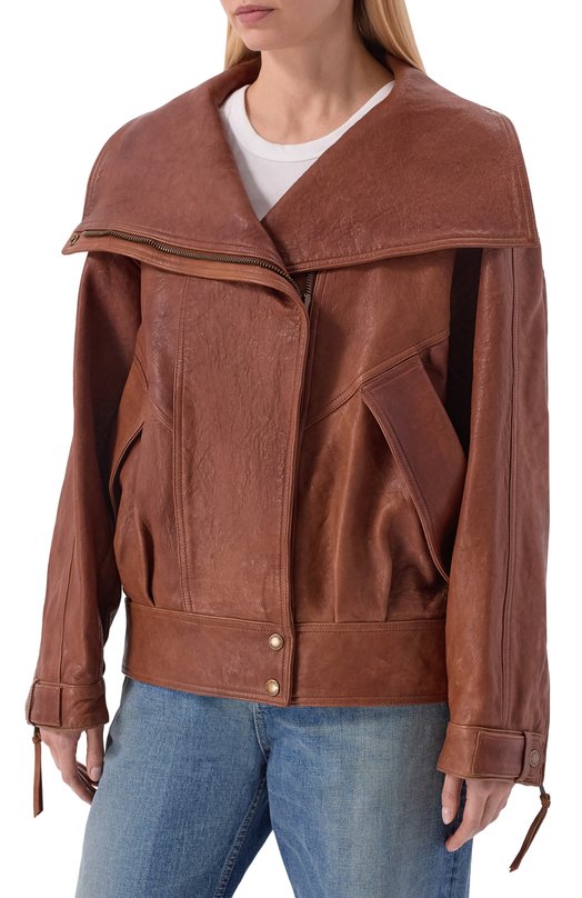 Кожаная куртка Balmain GF0TD230/LE37 Коричневый  GF0TD230/LE37 Фото 3