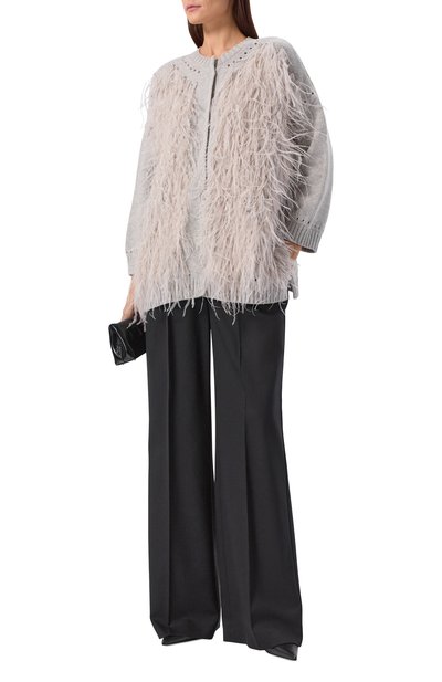 Шерстяной кардиган с отделкой перьями DICE KAYEK, арт. PF25K80520 LCR GREY, фото 2