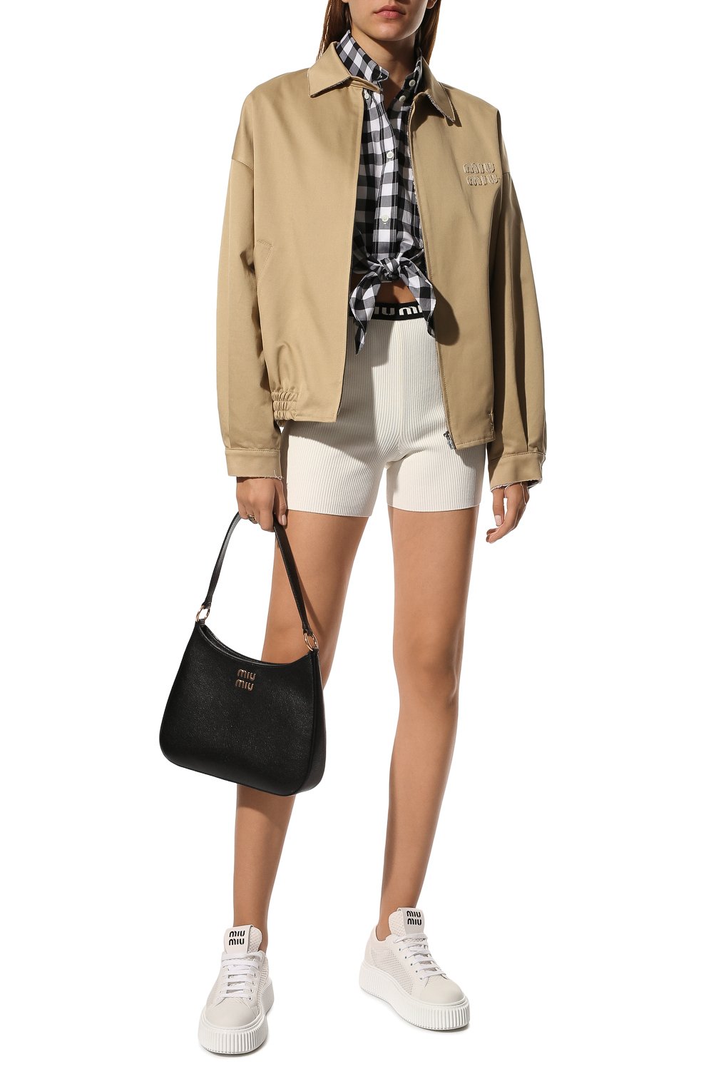 Шорты из вискозы MIU MIU молочного цвета по цене 83000 руб., арт. MMP151-1YN9-F0304, фото 2 Шорты из вискозы MIU MIU, арт. MMP151-1YN9-F0304, фото 2