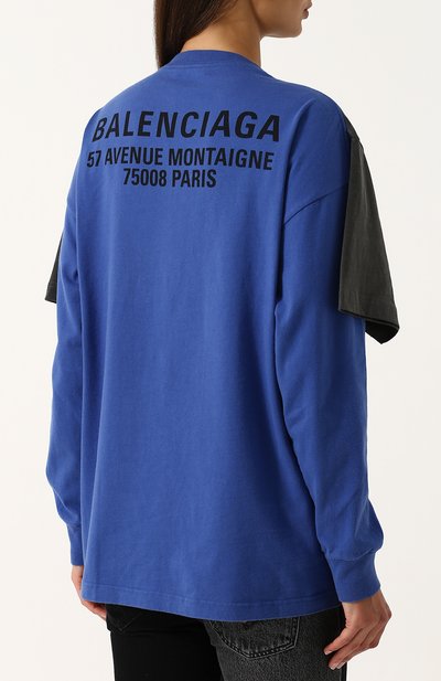 Хлопковый лонгслив BALENCIAGA синего цвета по цене 55000 руб., арт. 518237/TAV04, фото 4 Хлопковый лонгслив BALENCIAGA, арт. 518237/TAV04, фото 4