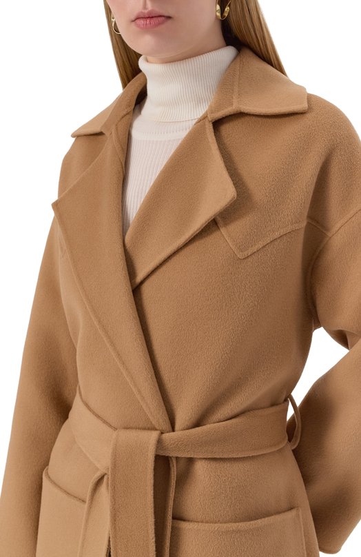 Пальто из шерсти и шелка Nanushka ALAM0 Бежевый  ALAM0 Фото 5