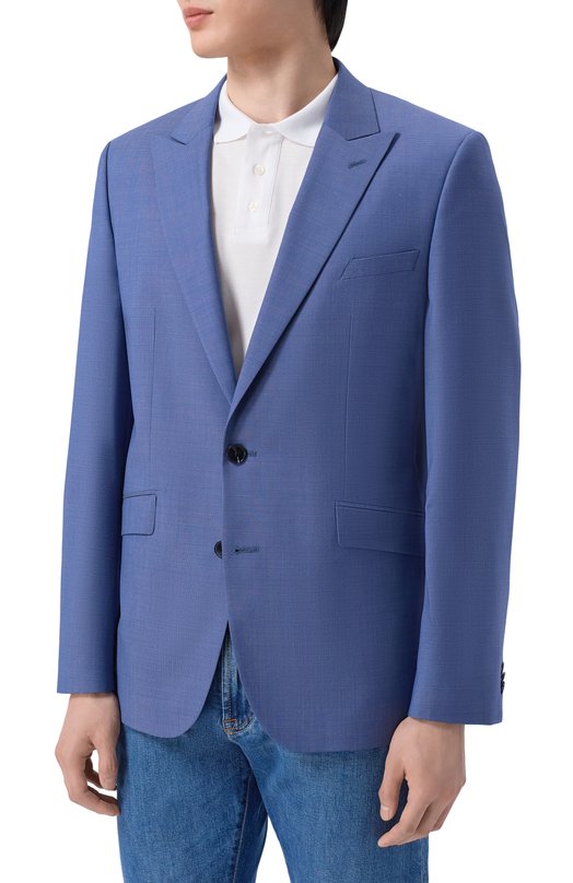 Шерстяной пиджак HUGO 50555240 Синий  50555240 Фото 4