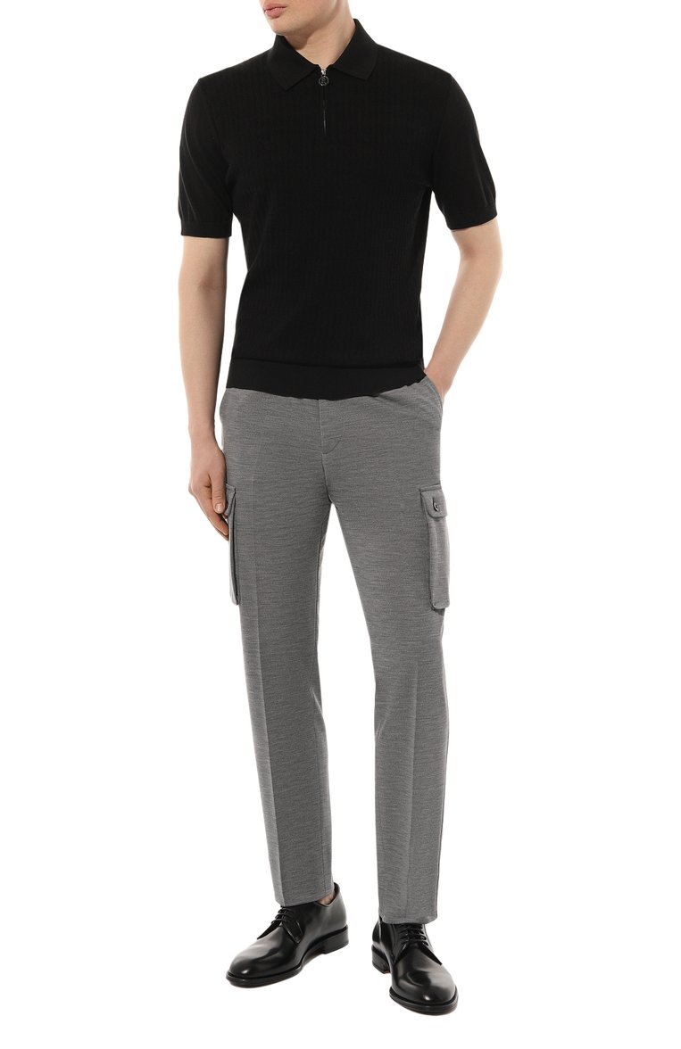 Мужские брюки-карго из шерсти и хлопка CORNELIANI темно-серого цвета, арт. 934L14-9318800 | Фото 2 (Драгоценные камни: Проставлено; Длина (брюки, джинсы): Стандартные; Материал внешний: Хлопок, Шерсть; Материал сплава: Проставлено; Случай: Повседневный; Силуэт М (брюки): Карго; Стили: Кэжуэл)