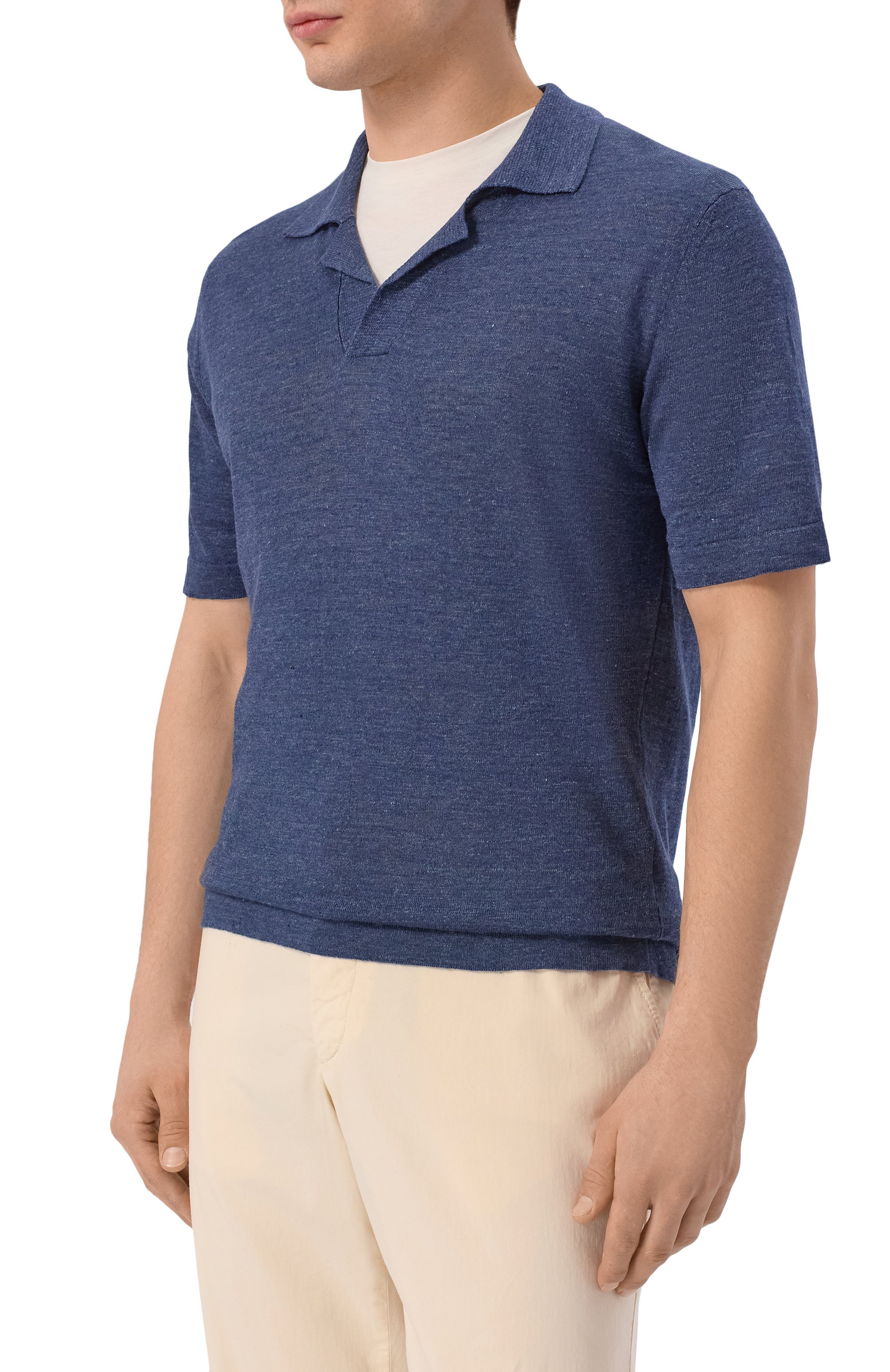 Поло изо льна и шелка ANDREA CAMPAGNA, арт. M5426-8087, фото 3