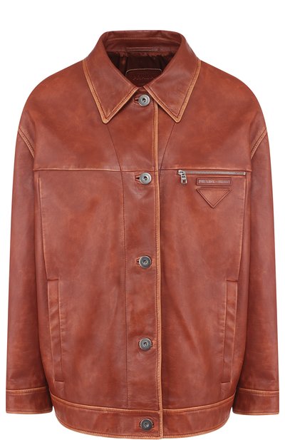 Кожаная куртка на пуговицах PRADA, арт. 58940-IR6-F0033, фото 1