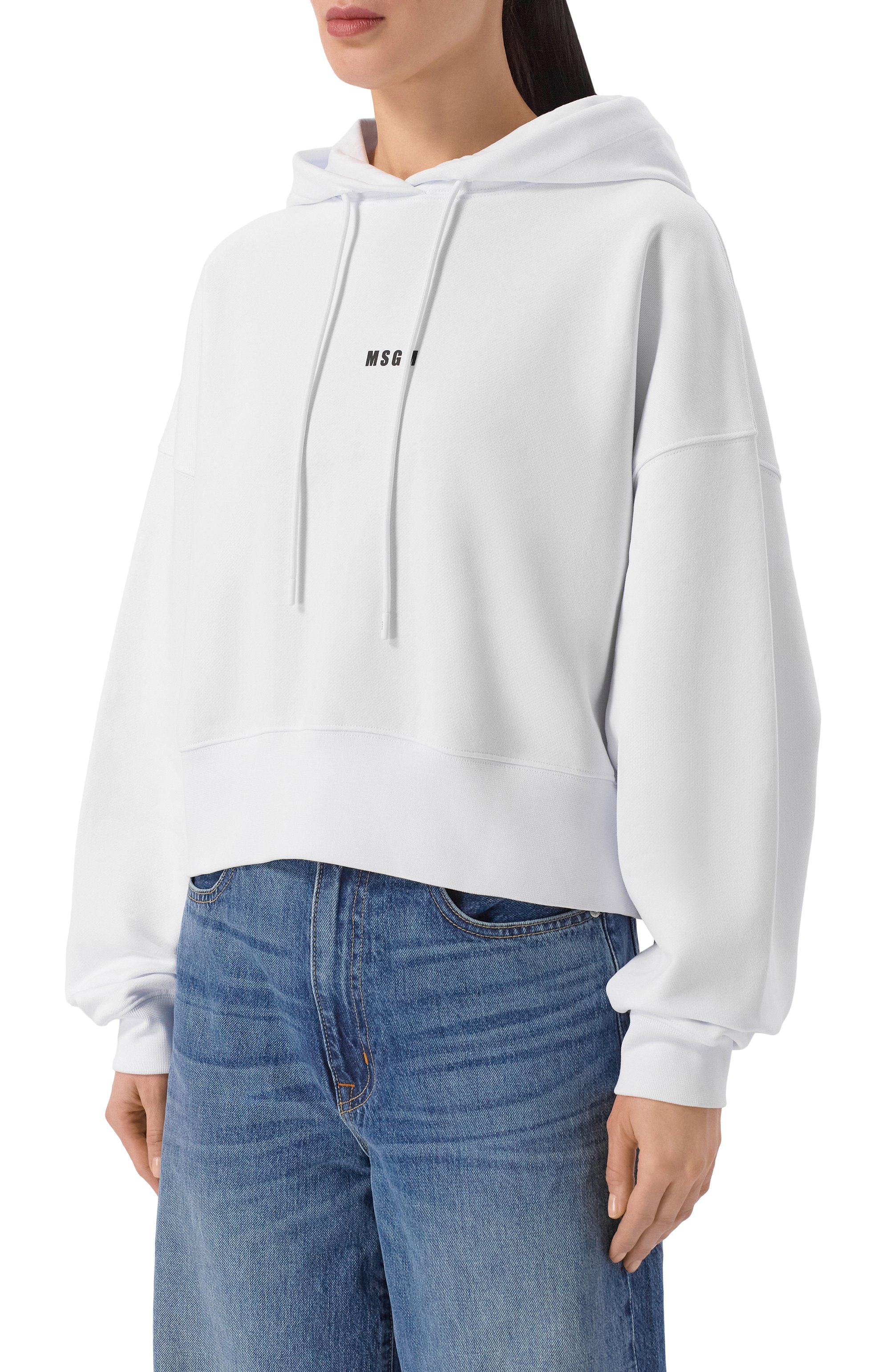 Хлопковое худи MSGM белого цвета по цене 30750 руб., арт. 2000MDM509/300000, фото 3 Хлопковое худи MSGM, арт. 2000MDM509/300000, фото 3