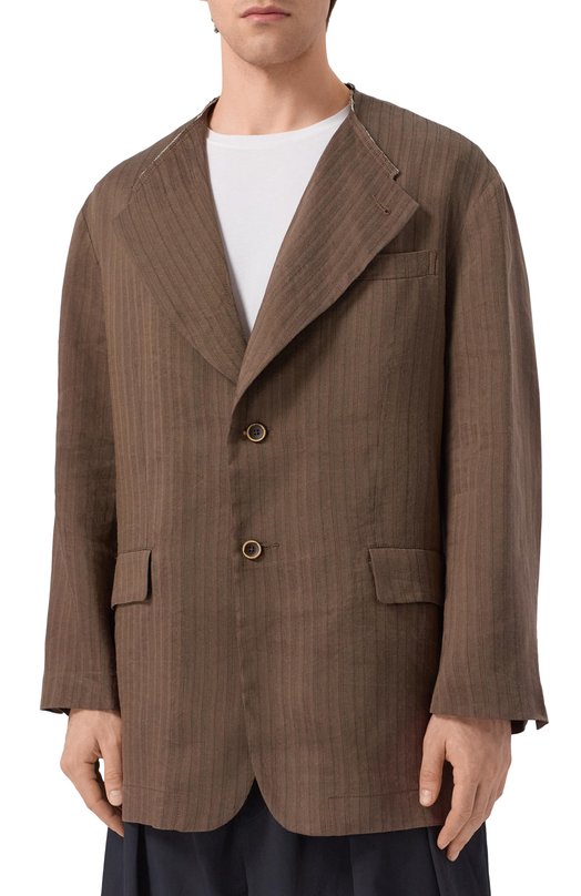 Пиджак изо льна и вискозы Uma Wang UM6507_1 Коричневый  UM6507_1 Фото 3