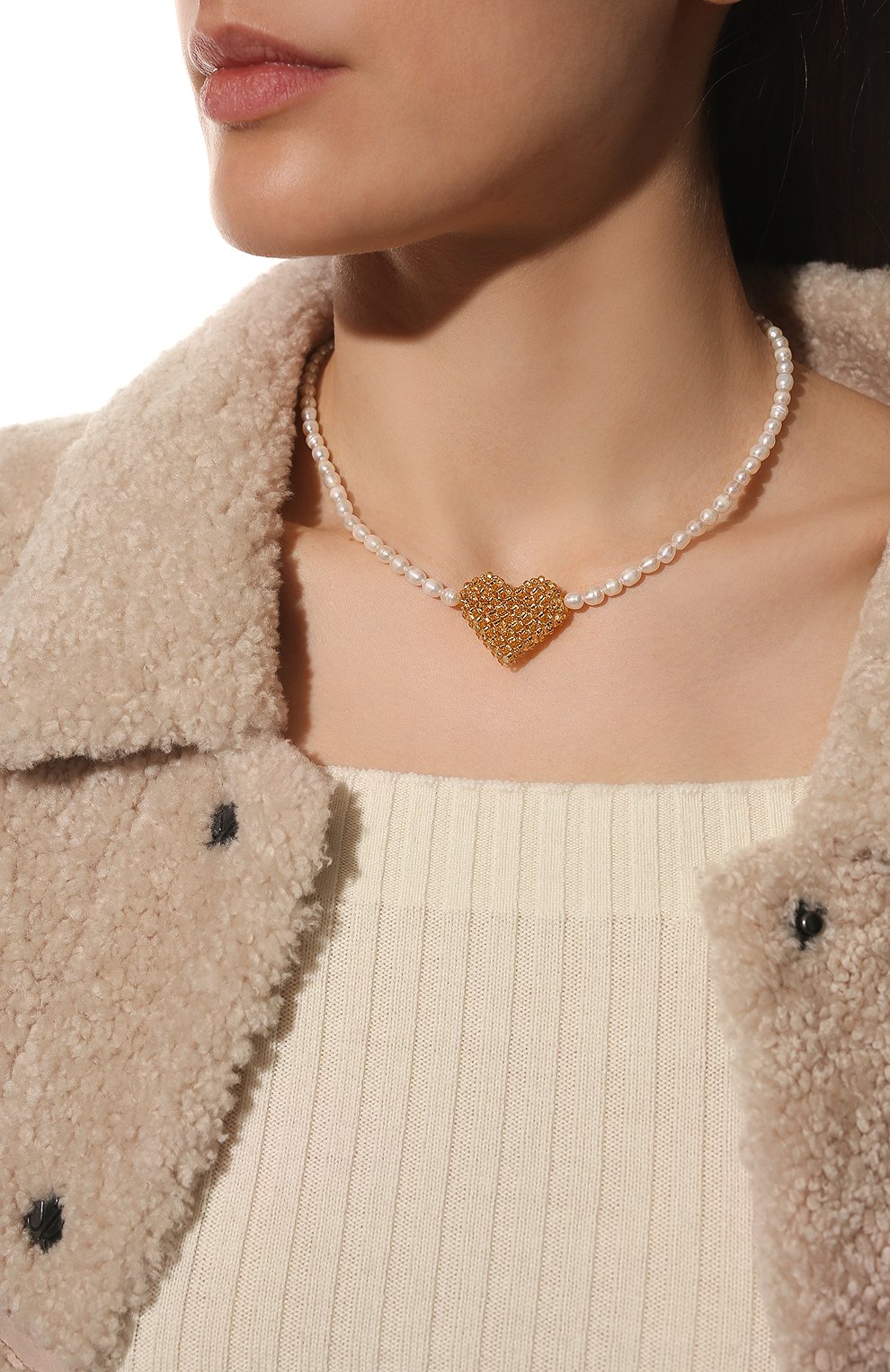 Колье золотое сердце HIAYNDERFYT, арт. 1-5GLDHRTPRL, фото 2