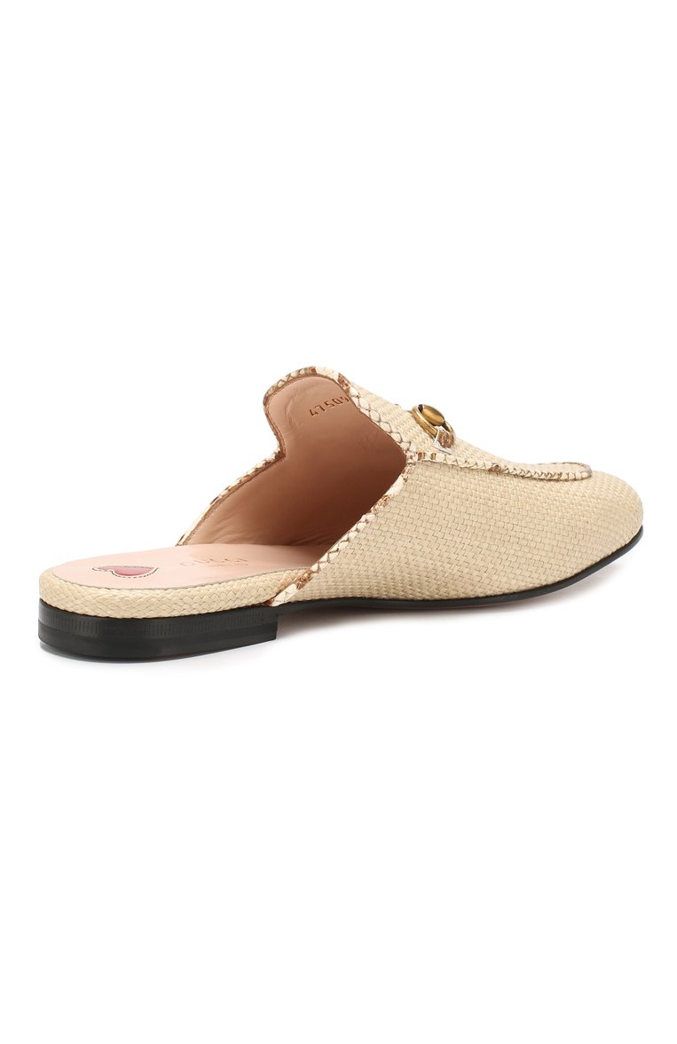 Женские сабо princetown GUCCI бежевого цвета, арт. 475094/GZ610 | Фото 4 (Статус проверки: Проверена категория, Проверено; Подошва: Плоская; Каблук высота: Без каблука, Низкий; Каблук тип: Устойчивый; Материал внешний: Текстиль, Натуральная кожа; Материал внутренний: Натуральная кожа)