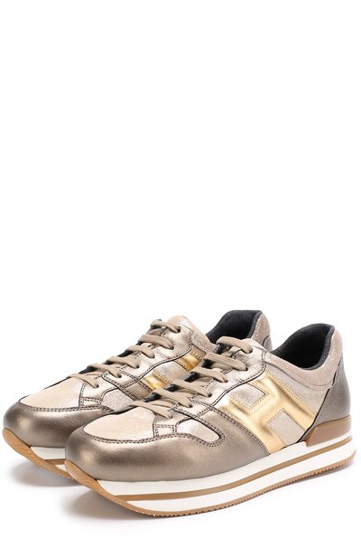 Кожаные кроссовки с металлизированной отделкой на толстой подошве HOGAN, арт. HXR2220T540HAQ596K, фото 1