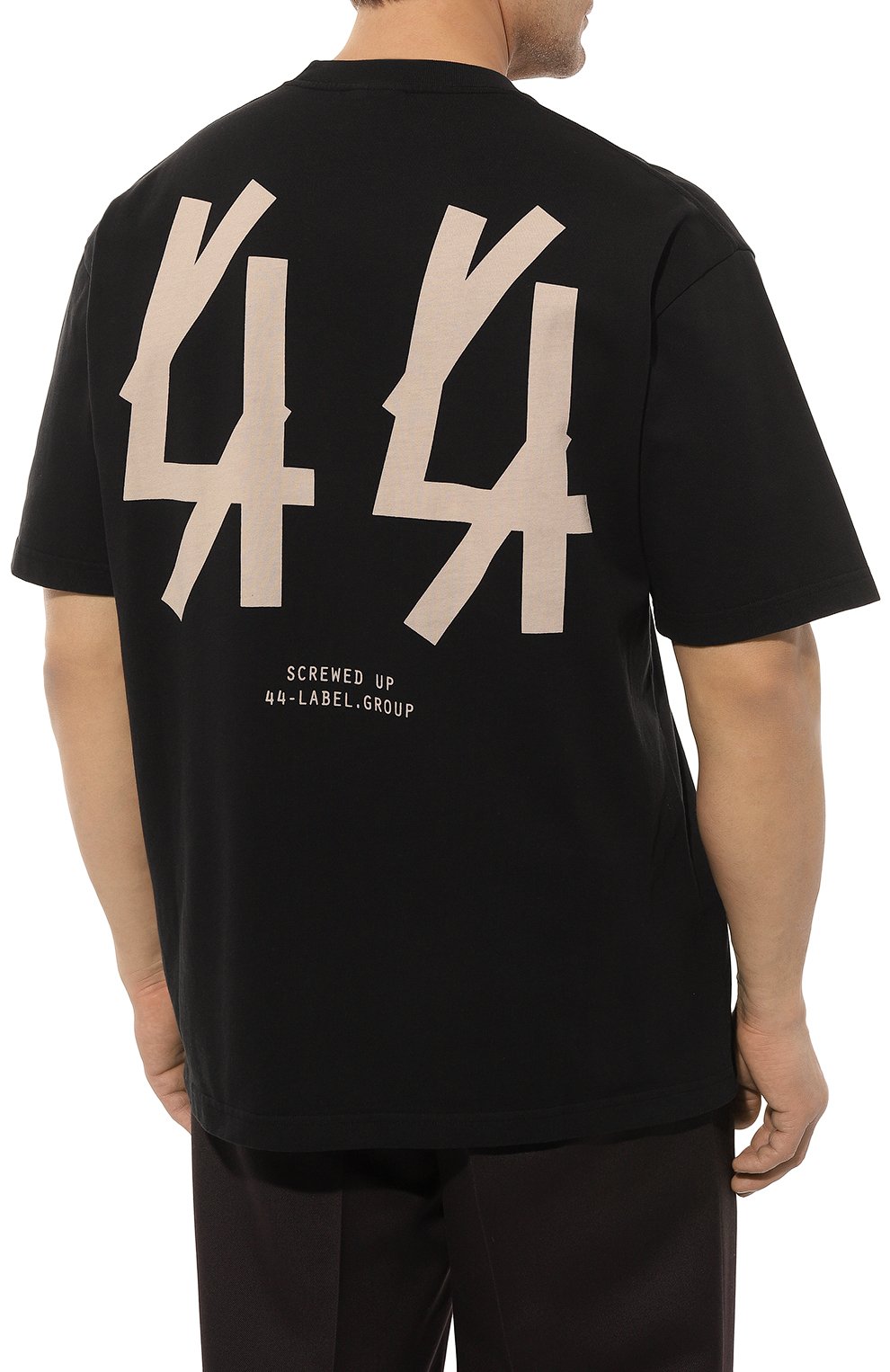 Хлопковая футболка 44 LABEL GROUP черного цвета по цене 21000 руб., арт. B0030089/FA141/P113, фото 4 Хлопковая футболка 44 LABEL GROUP, арт. B0030089/FA141/P113, фото 4