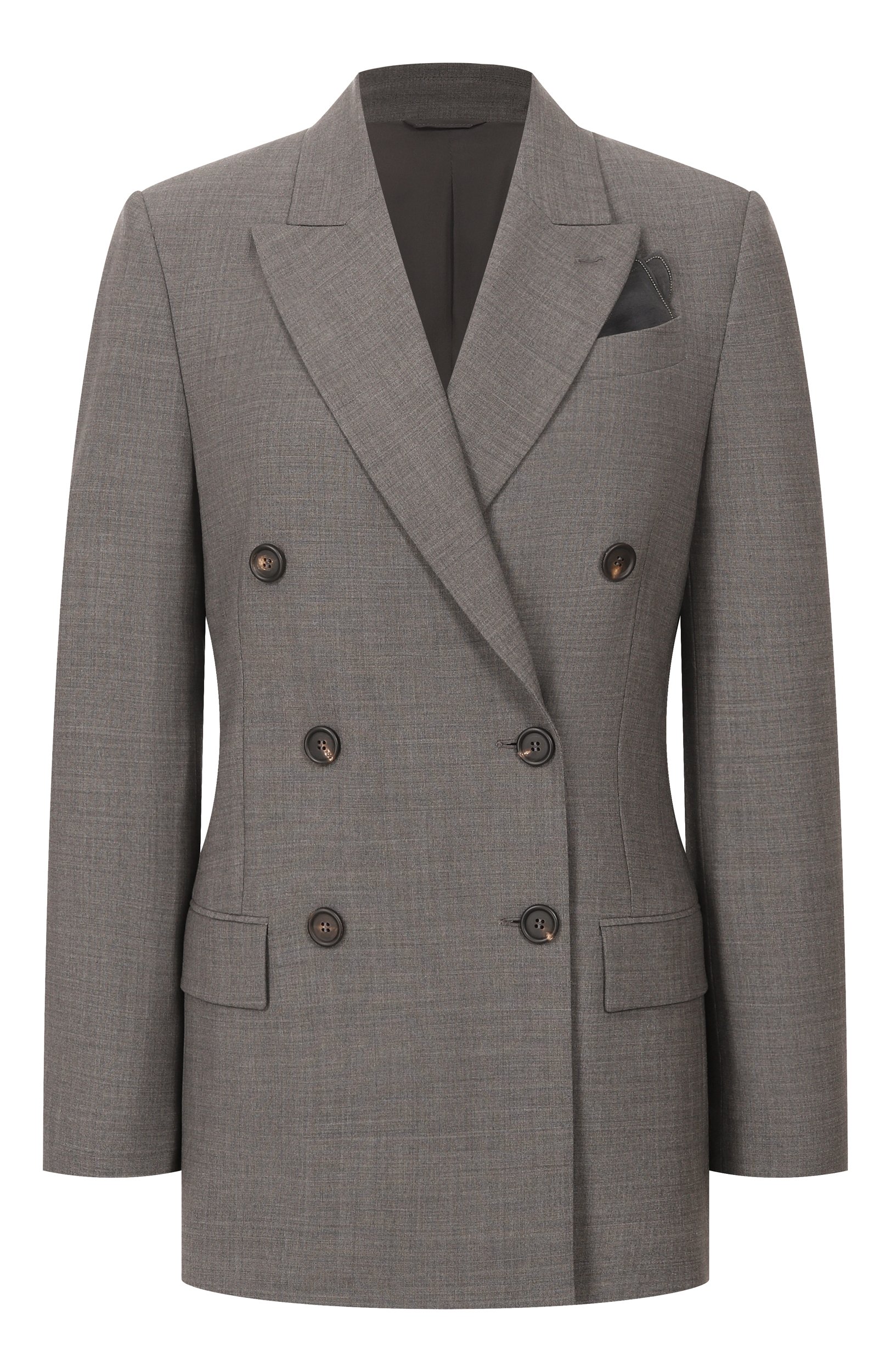 Шерстяной жакет BRUNELLO CUCINELLI серого цвета по цене 382500 руб., арт. M0W077038P, фото 1 Шерстяной жакет BRUNELLO CUCINELLI, арт. M0W077038P, фото 1