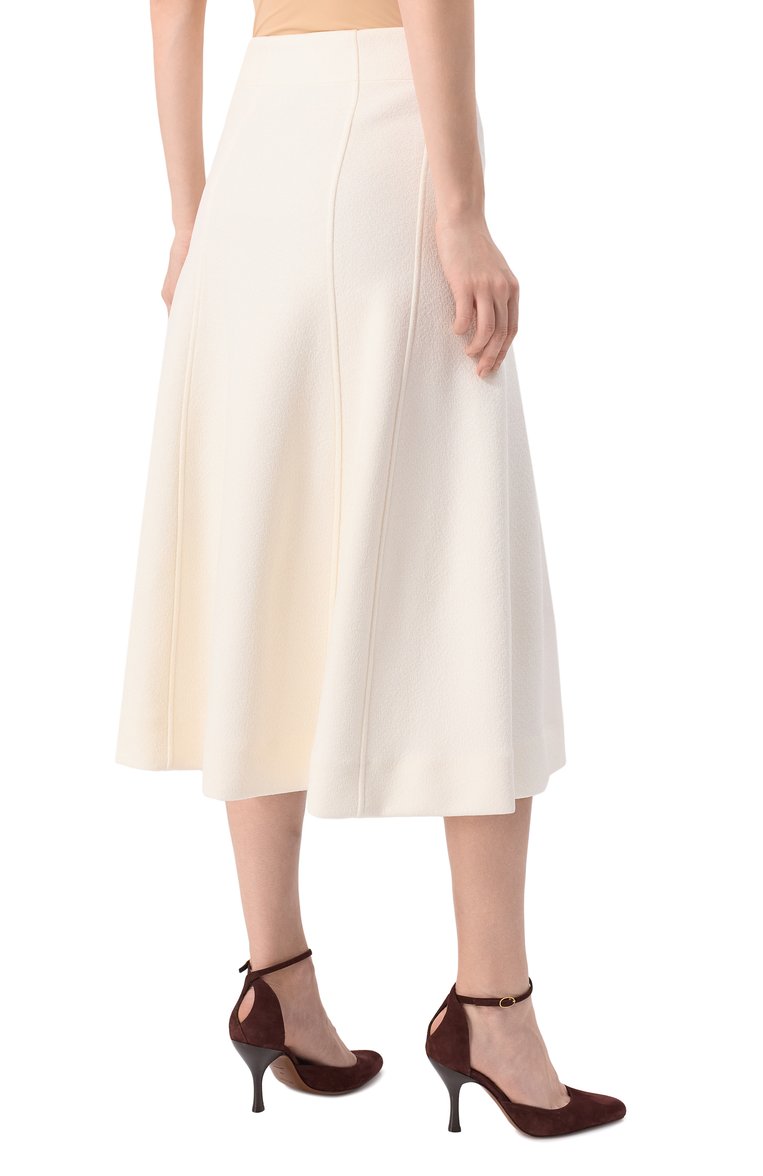 Женская юбка JIL SANDER кремового цвета, арт. J02MA0258/J20232 | Фото 4 (Материал внешний: Вискоза, Синтетический материал; Длина Ж (юбки, платья, шорты): Миди; Стили: Минимализм; Кросс-КТ: костюм)