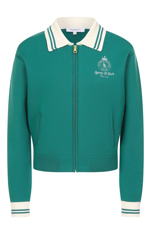 Кардиган из вискозы Sporty and Rich CA006621202GR03 Зелёный CA006621202GR03