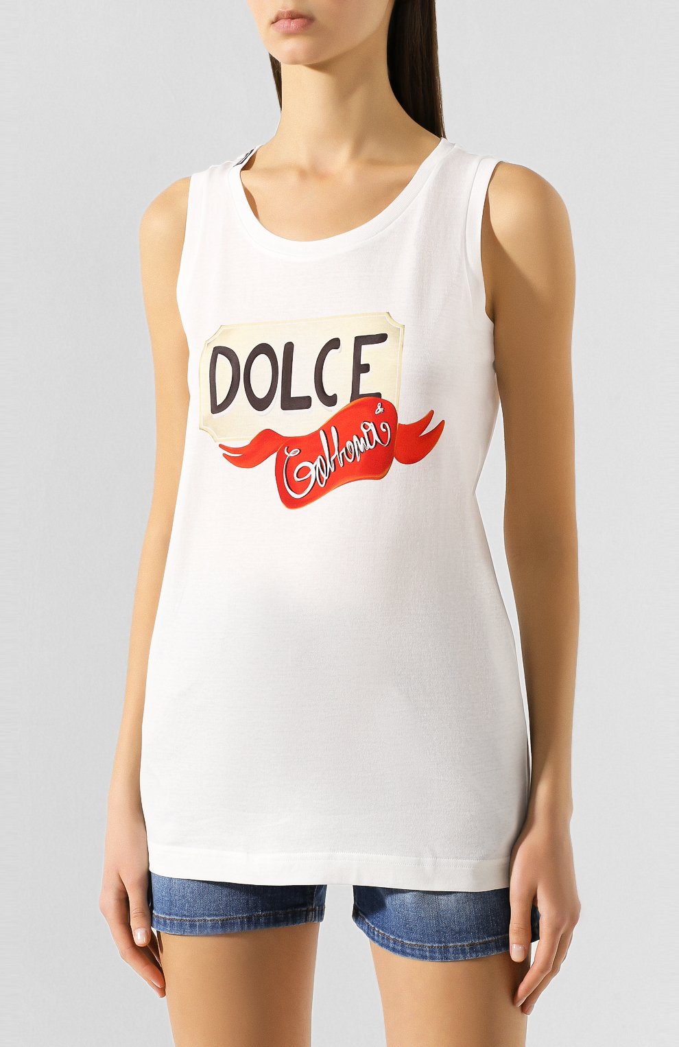 Хлопковая майка DOLCE & GABBANA белого цвета по цене 46400 руб., арт. F8K88T/FI7S7, фото 3 Хлопковая майка DOLCE & GABBANA, арт. F8K88T/FI7S7, фото 3