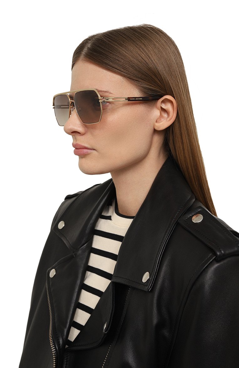 Женские солнцезащитные очки MARC JACOBS (THE) коричневого цвета, арт. MARC 584 J5G | Фото 2 (Материал: Металл; Тип очков: С/з; Кросс-КТ: С/з-унисекс; Нос: Не проставлено; Региональные ограничения белый список (Axapta Mercury): Не проставлено; Оптика Гендер: оптика-унисекс; Очки форма: Авиаторы)