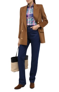 Женская хлопковая рубашка RALPH LAUREN синего цвета, арт. 290797831 | Фото 2 (Материал внешний: Хлопок; Рукава: Длинные; Длина (для топов): Стандартные; Женское Кросс-КТ: Рубашка-одежда; Принт: С принтом, Клетка; Стили: Кэжуэл; Драгоценные камни: Проставлено; Материал сплава: Проставлено; Нос: Не проставлено)